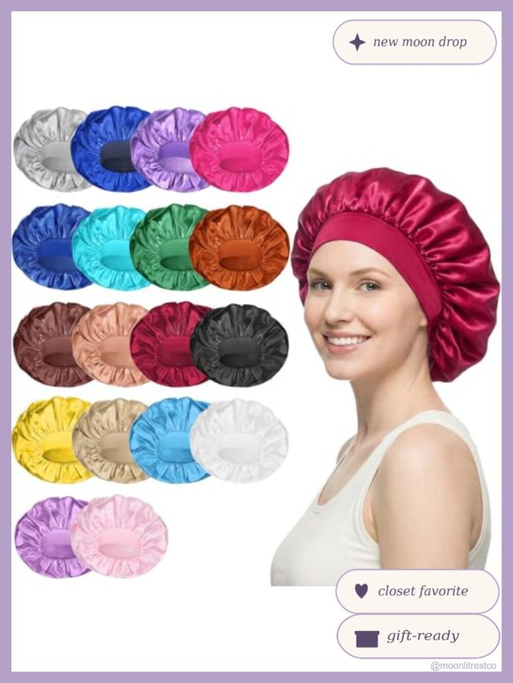22 Pc Silk Hair Bonnet Set Satin Sleep Cap Shower Cap for Women Curly Hair